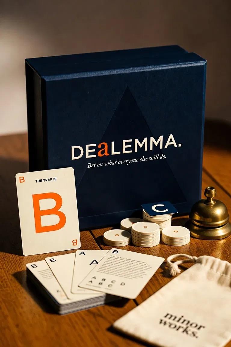 Dealemma box art — a party game about betting on what everyone else will do