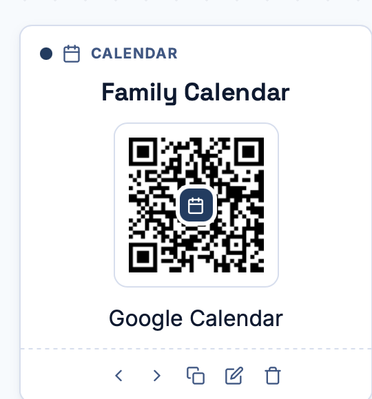 Family Calendar QR card